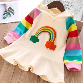 Hooded Rainbow Dress Long Sleeve