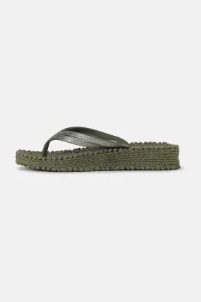 Ilse Jacobsen Flip Flop with Wedge Sole in Army Green