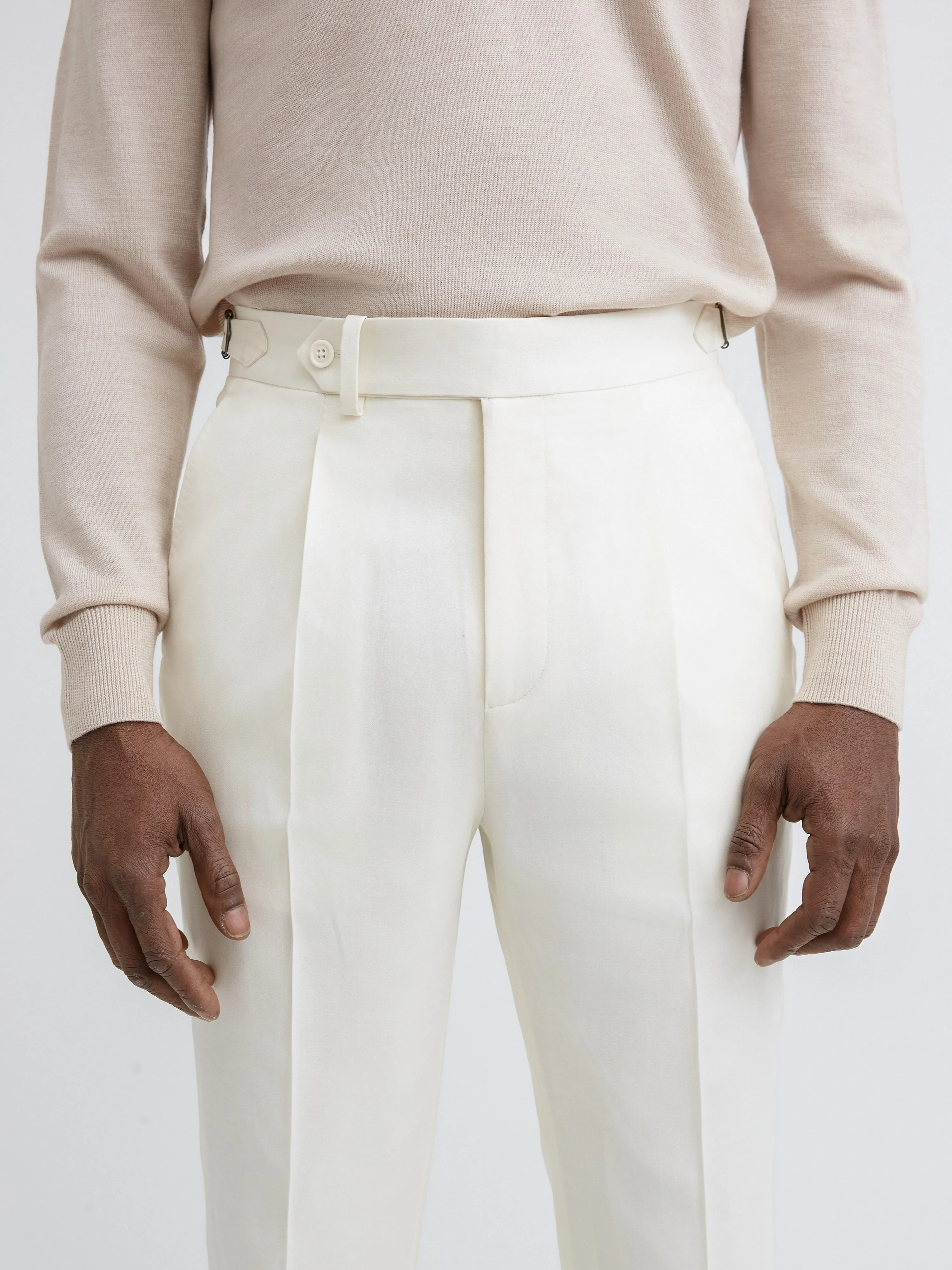 Ivory S130 Wool Oscar Trousers