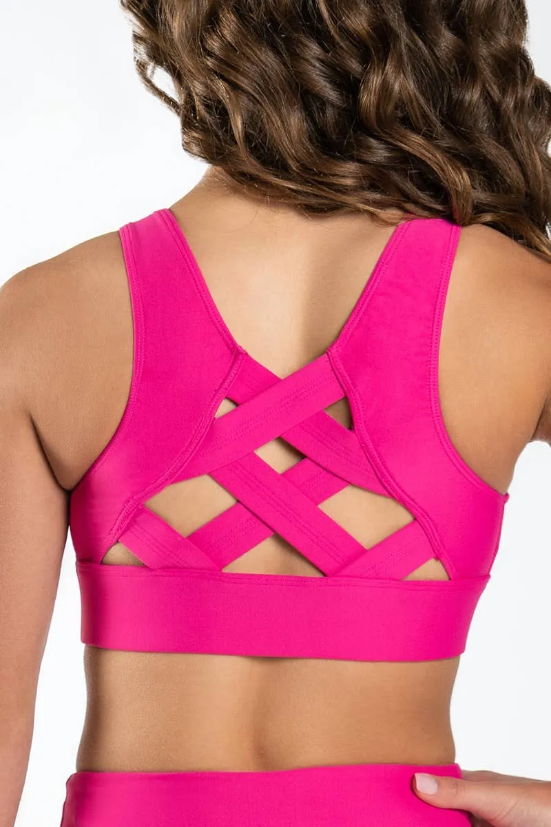 James Sports Bra in Hyper Pink