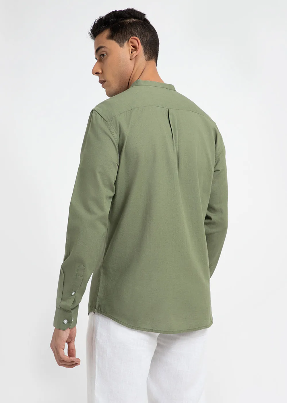 Kelly Green Cotton Linen Shirt