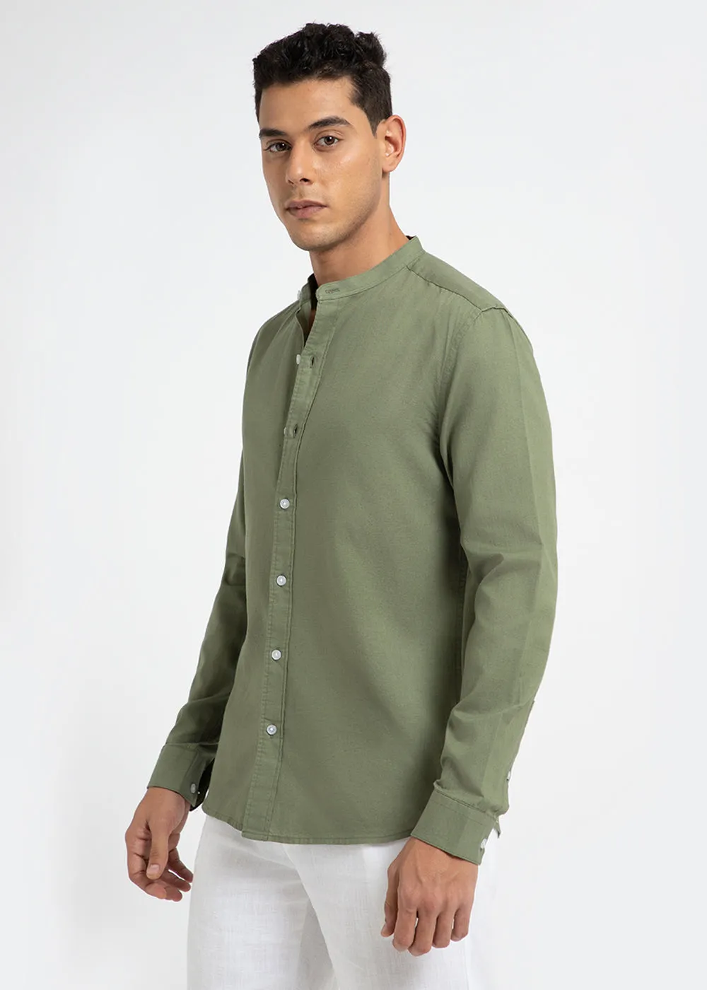 Kelly Green Cotton Linen Shirt