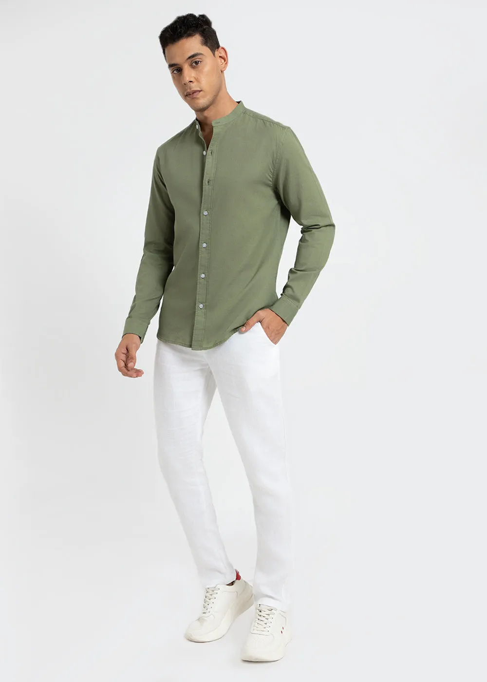 Kelly Green Cotton Linen Shirt