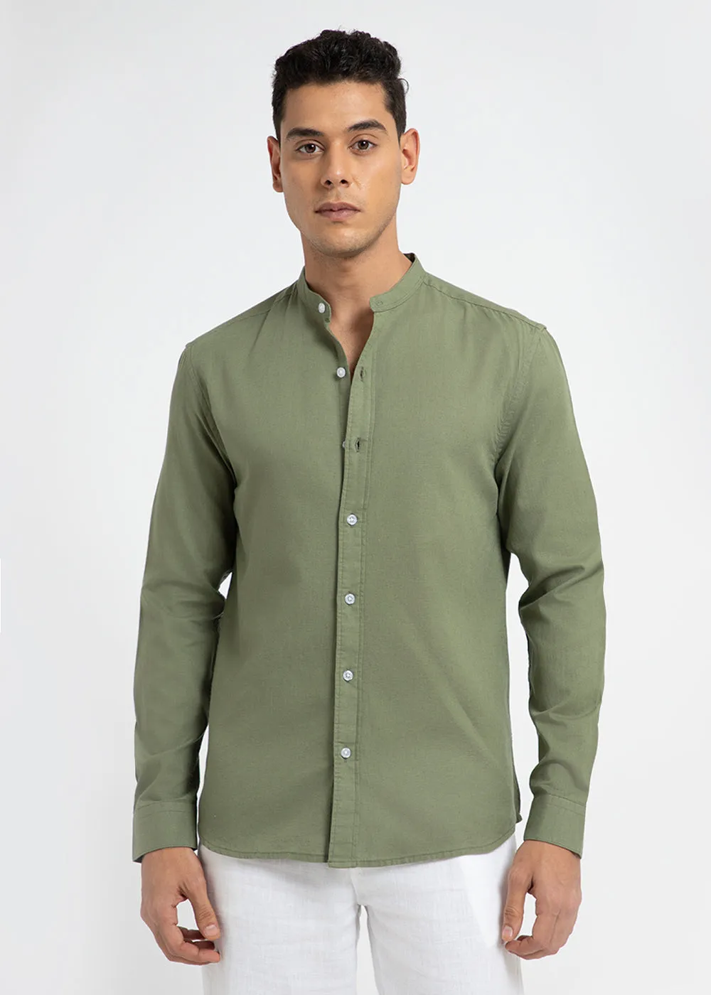 Kelly Green Cotton Linen Shirt