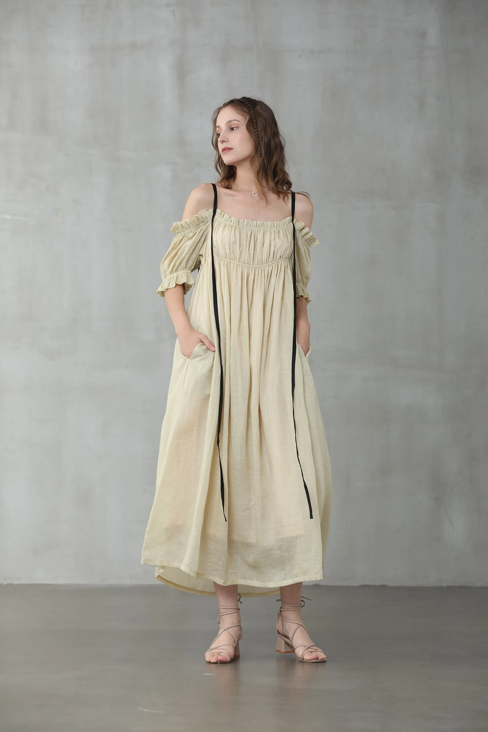 La Luna 11 | off shoulder linen dress