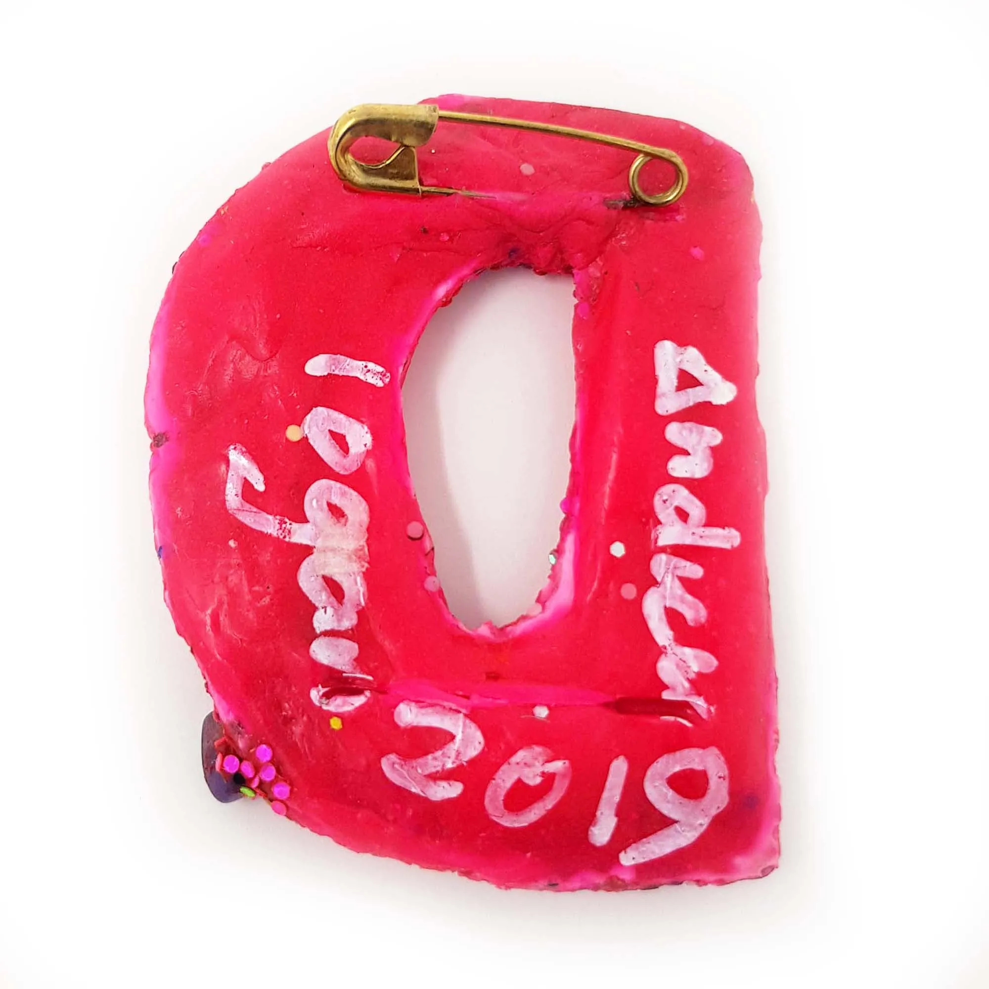 LETTER D - PINK BROOCH