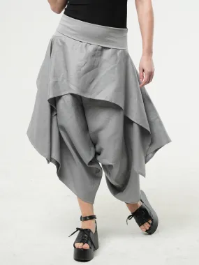 Linen Skirt Pants In Gray