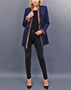 Long-blazer from Italian wool-jersey in navy