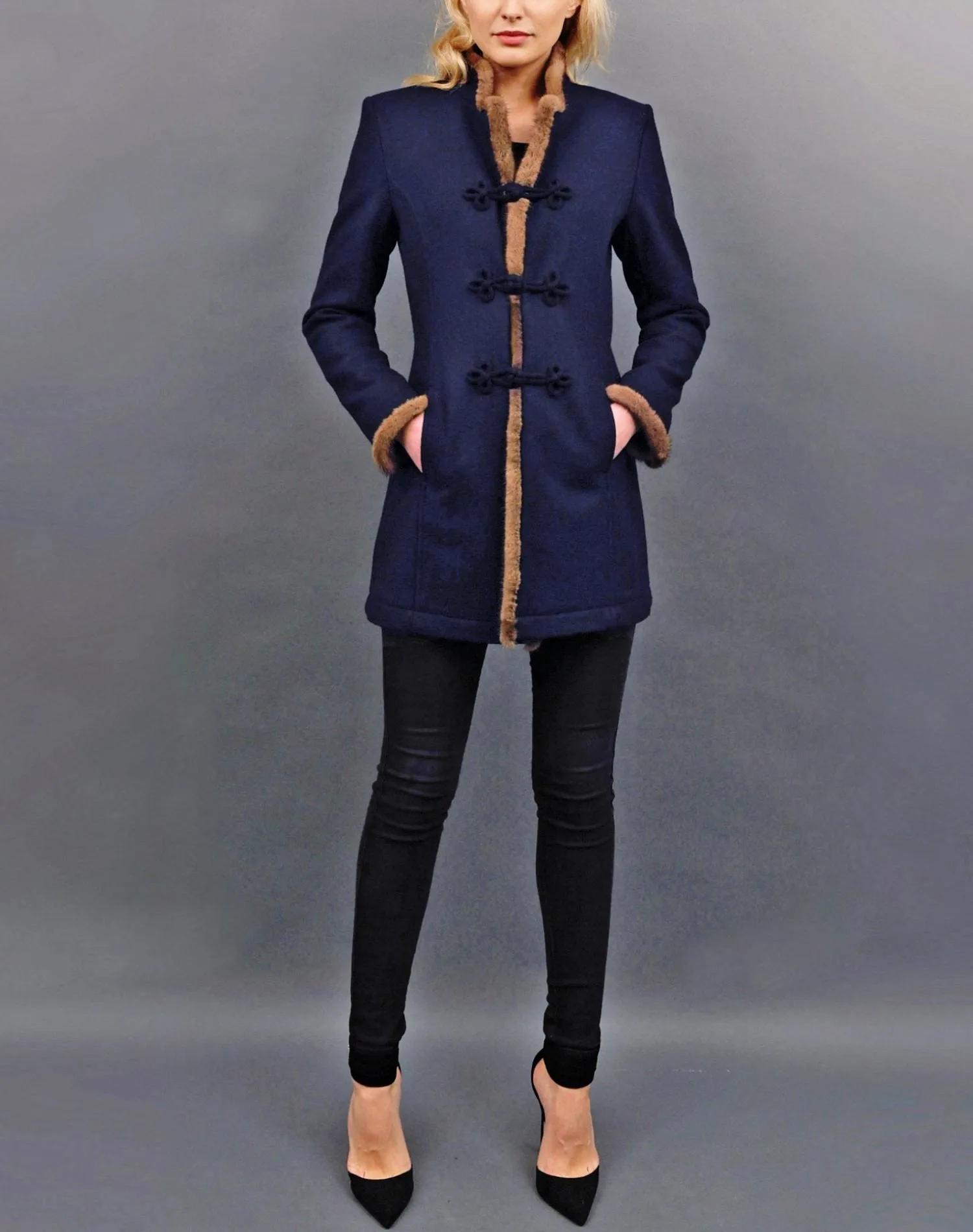 Long-blazer from Italian wool-jersey in navy