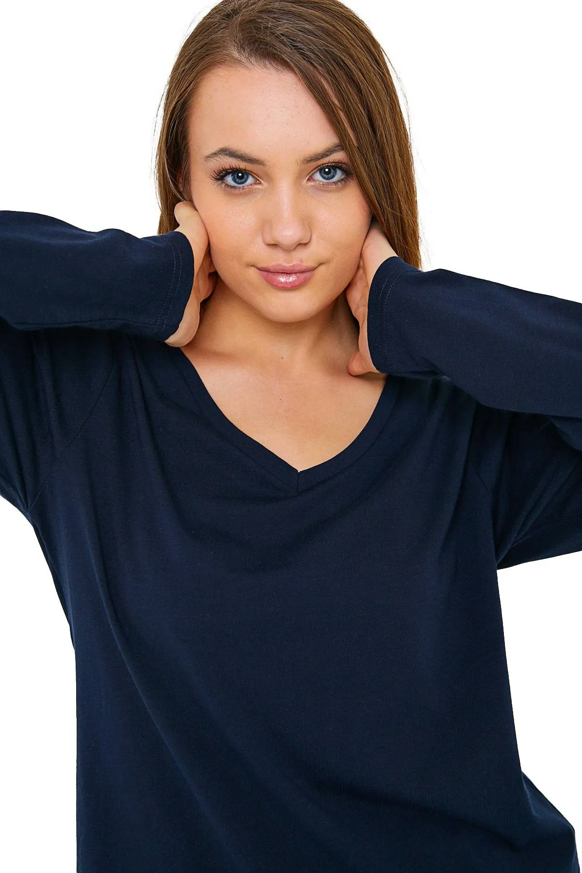 Long Sleeve V-Neck Shirts for Women & Girls - Colorful Pima Cotton