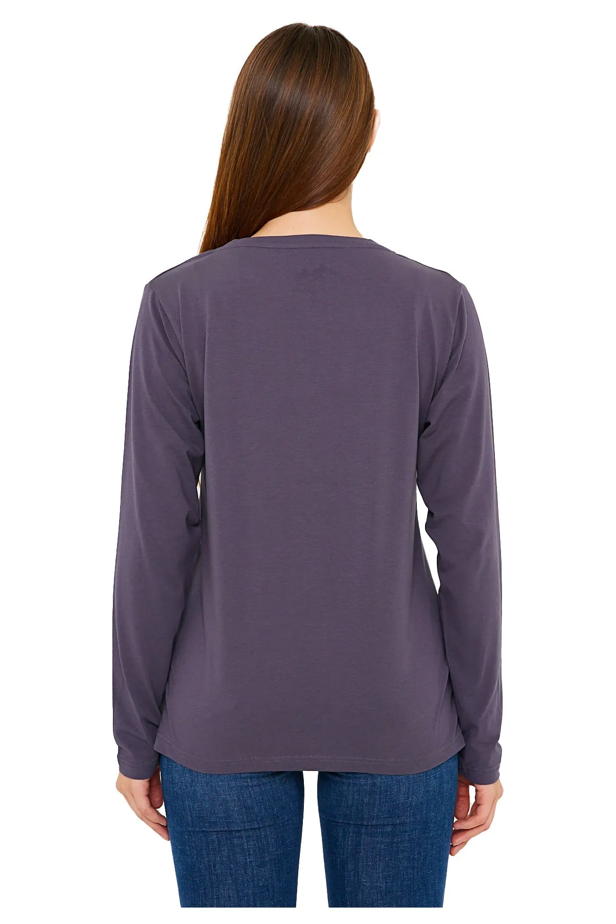 Long Sleeve V-Neck Shirts for Women & Girls - Colorful Pima Cotton