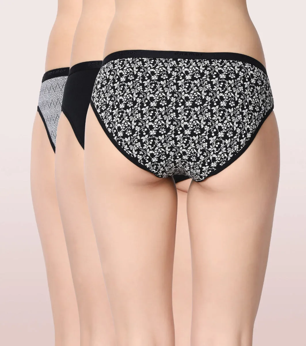 Low Waist Bikini Cotton Panty - Pack Of 3- Colors And Print May Vary