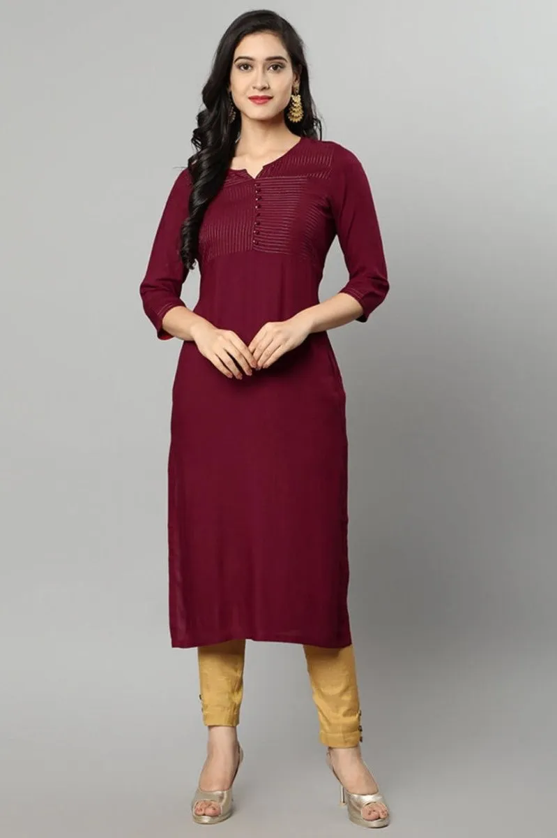 Maroon Rayon Sonapani Kurta