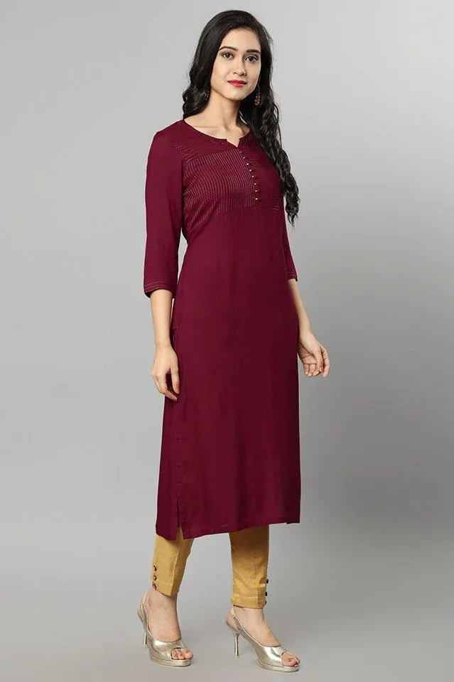 Maroon Rayon Sonapani Kurta