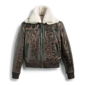 Men Shearling RAF Aviator Leather Bomber Jacket