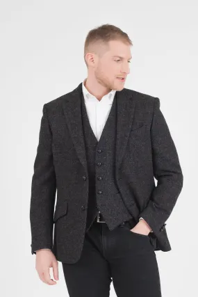 Men's Harris Tweed Patrick Jacket - Charcoal Red Check