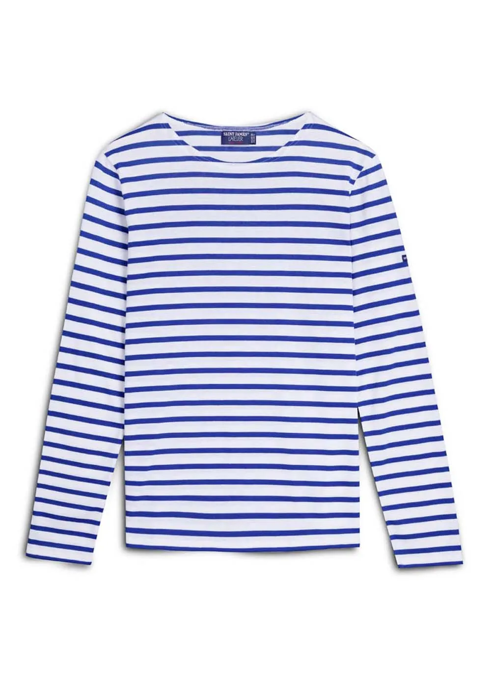 MINQUIDAME - Breton Striped Shirt with Long Sleeve | Soft Cotton | Women Fit (WHITE / ROYAL BLUE)