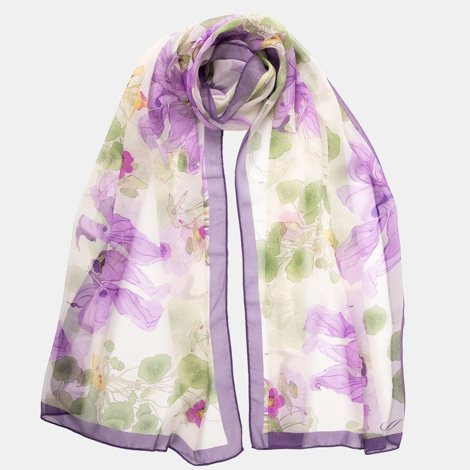 Monique - Long Sheer Silk Scarf - Lavender