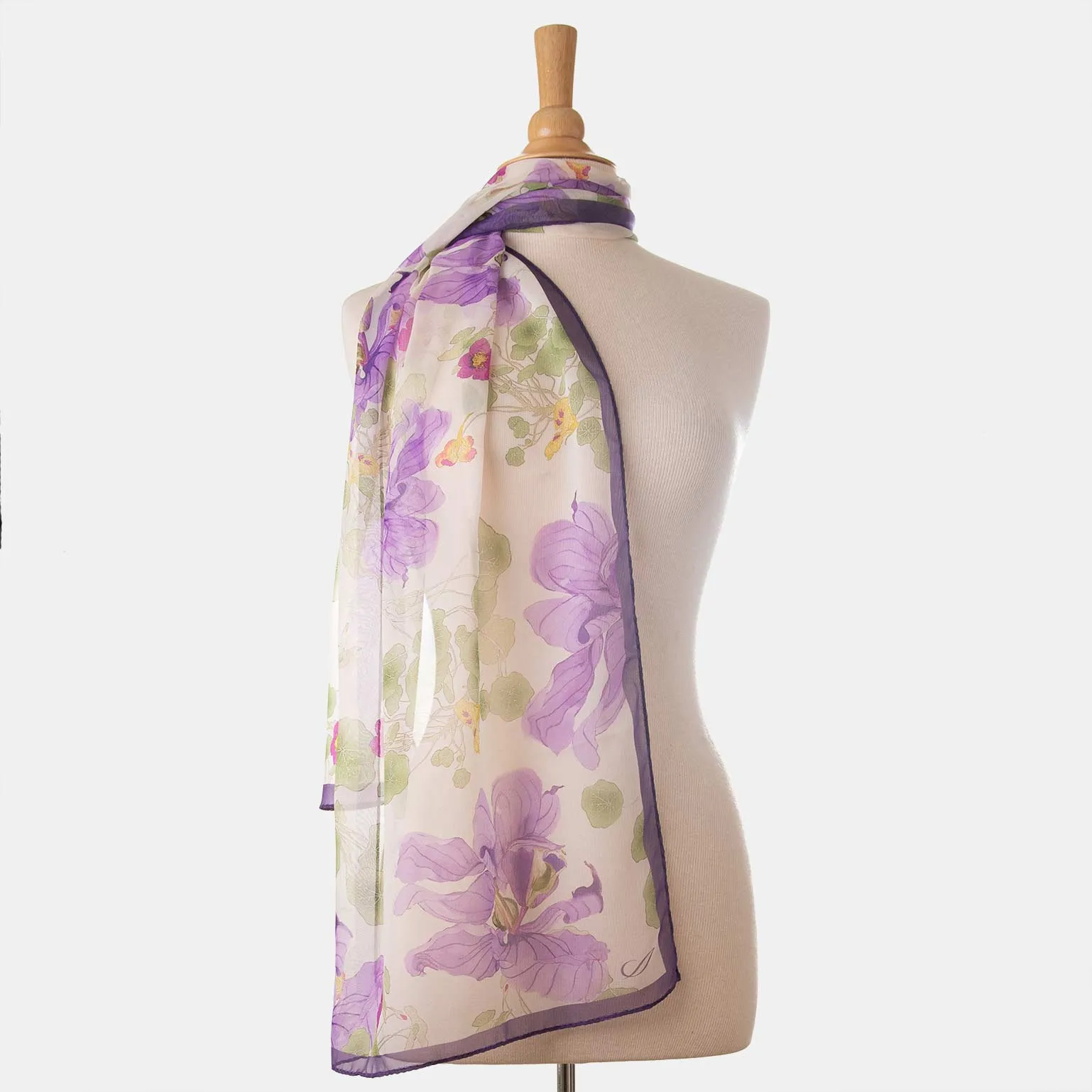 Monique - Long Sheer Silk Scarf - Lavender