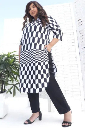 Monochrome Chevron Printed Kurti