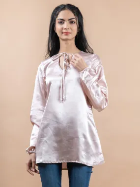 Pink Satin Full Sleeves Top