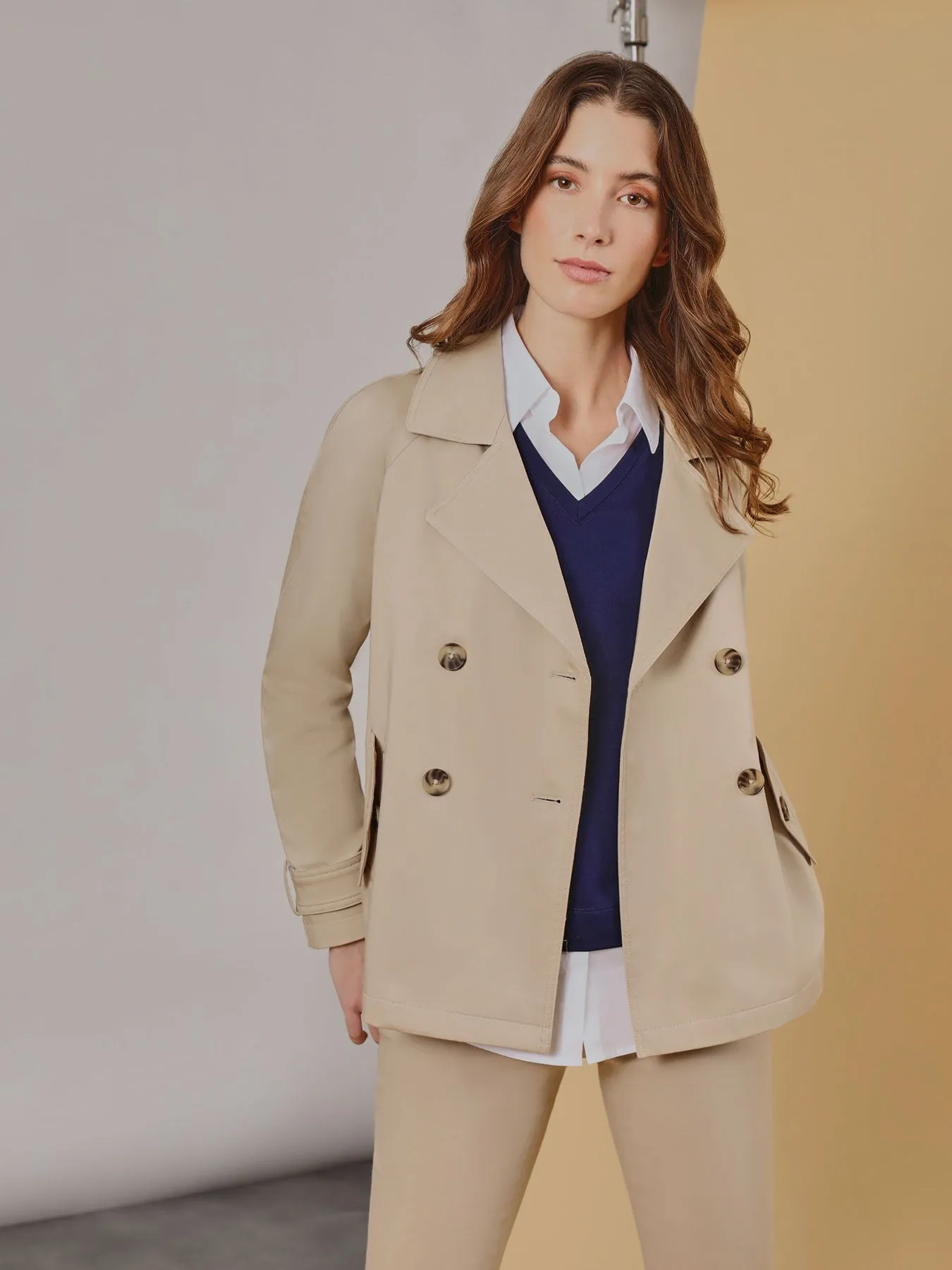 Plus Size Double-Breasted Trench Coat