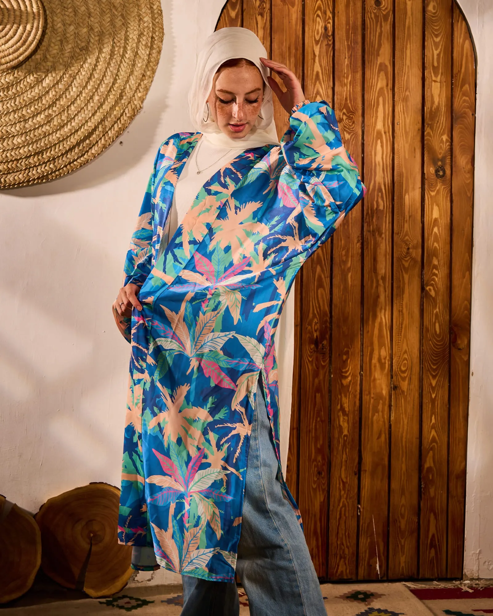 Printed Satin Kimono