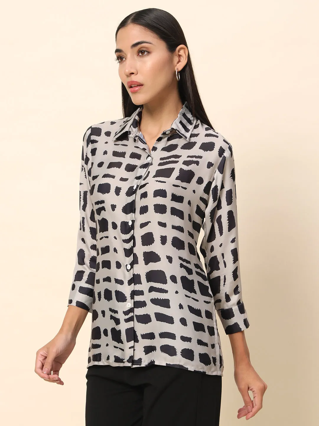 Printed Satin Shirt