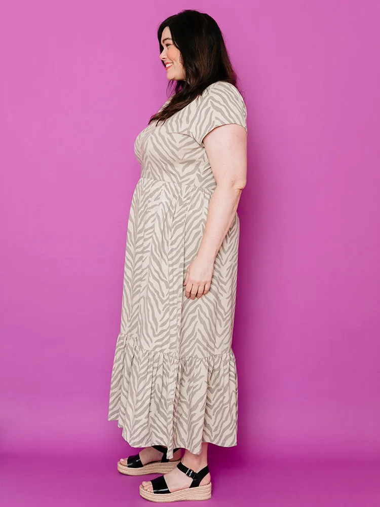 Randi Plus Size Midi Dress - Savanna Stripe