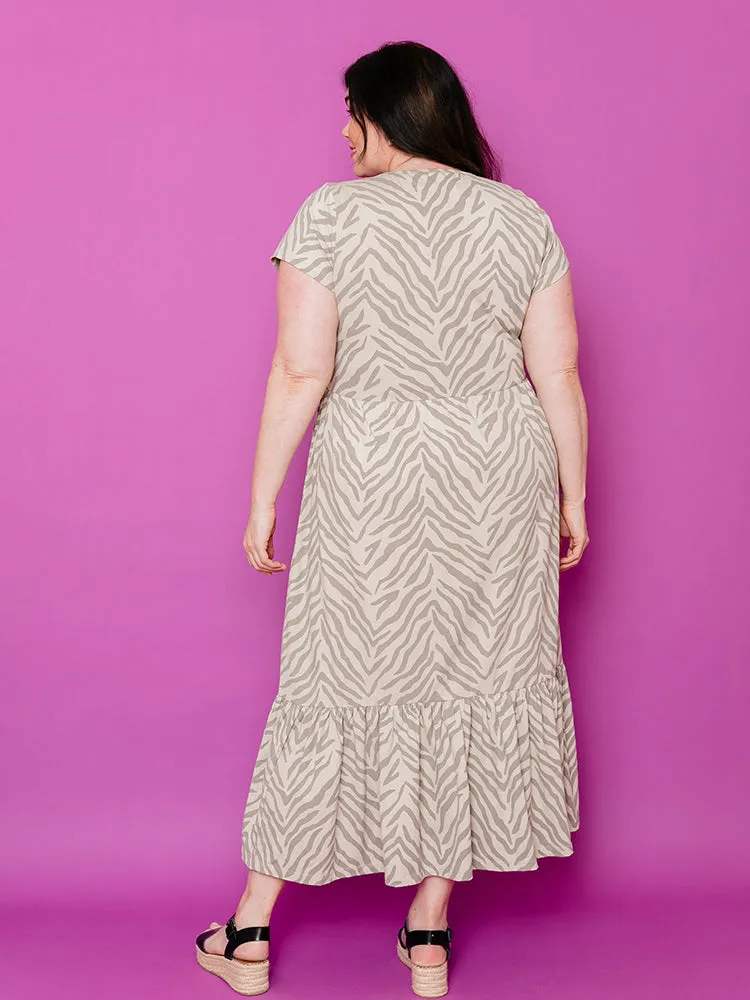 Randi Plus Size Midi Dress - Savanna Stripe