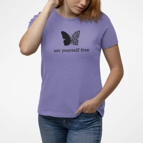 SET YOURSELF FREE  PRINTED TSHIRT - VIOLET