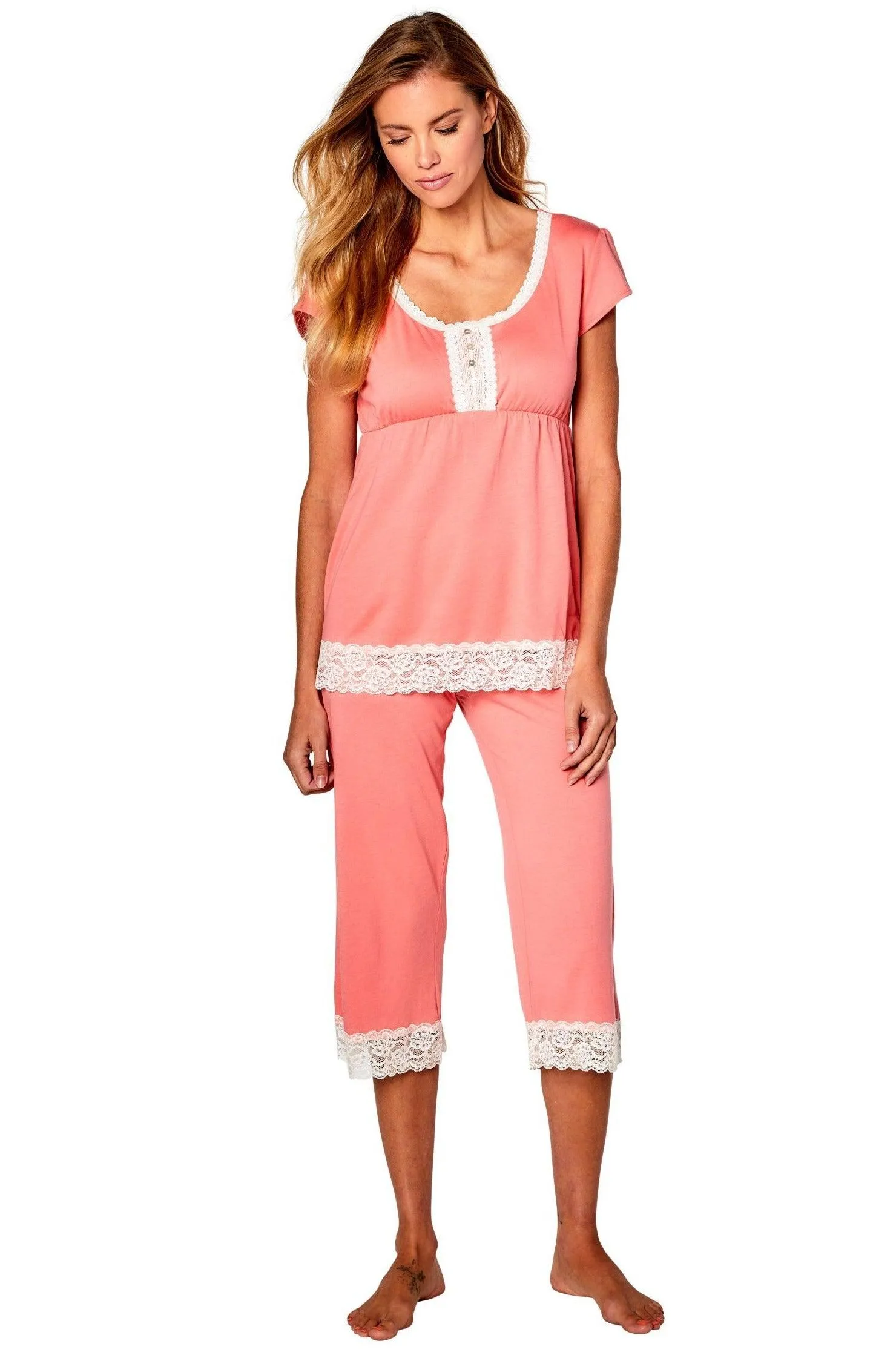 Short Sleeve Top Cropped Pant PJ Set - Clearance Rack