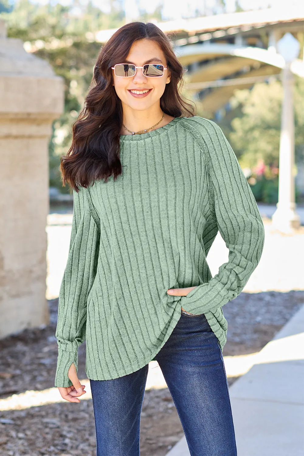 Size Inclusive Soft Ribbed Round Neck Knit Top