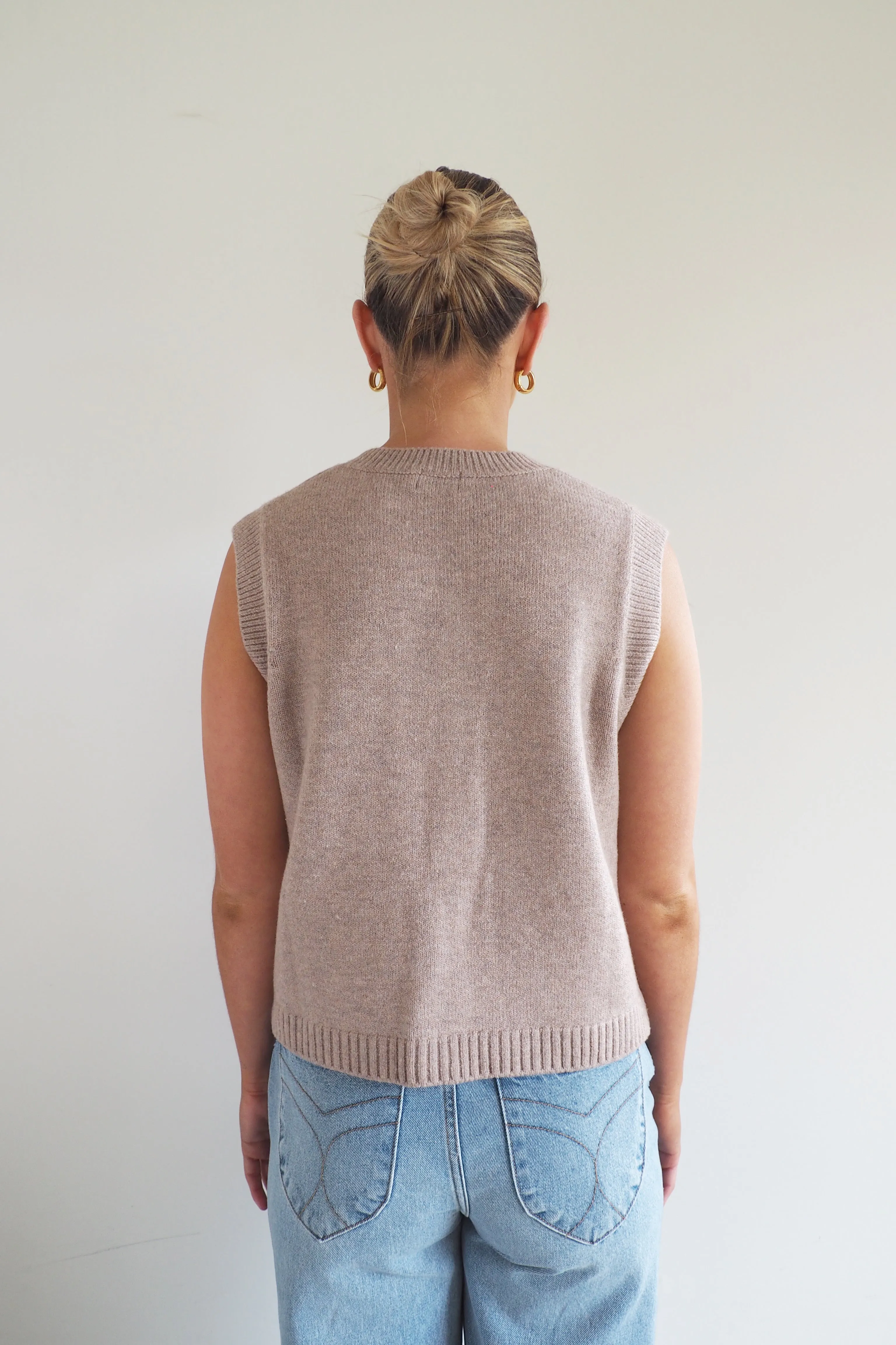 Sofia Cotton Knit Vest - Cocoa