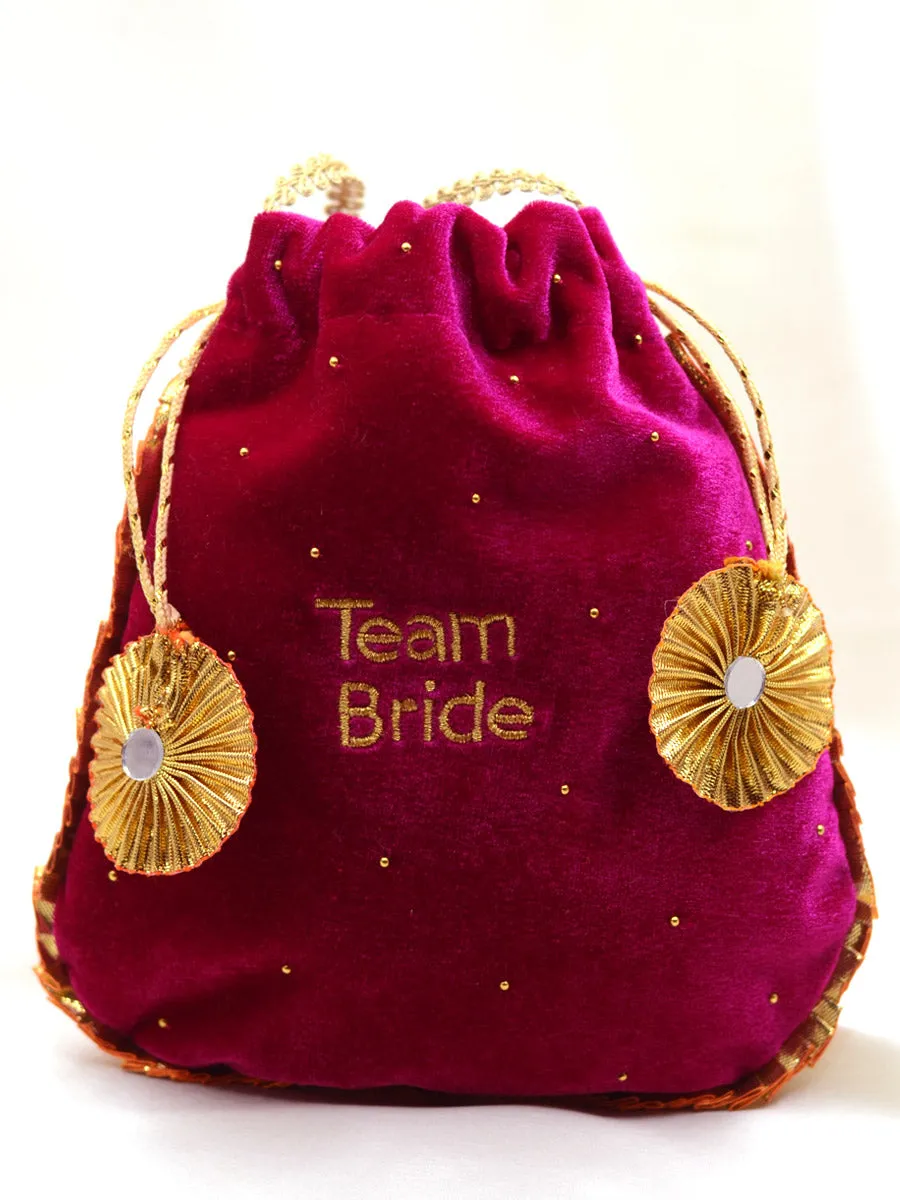 Team Bride Embroidered Gota-patti Potli