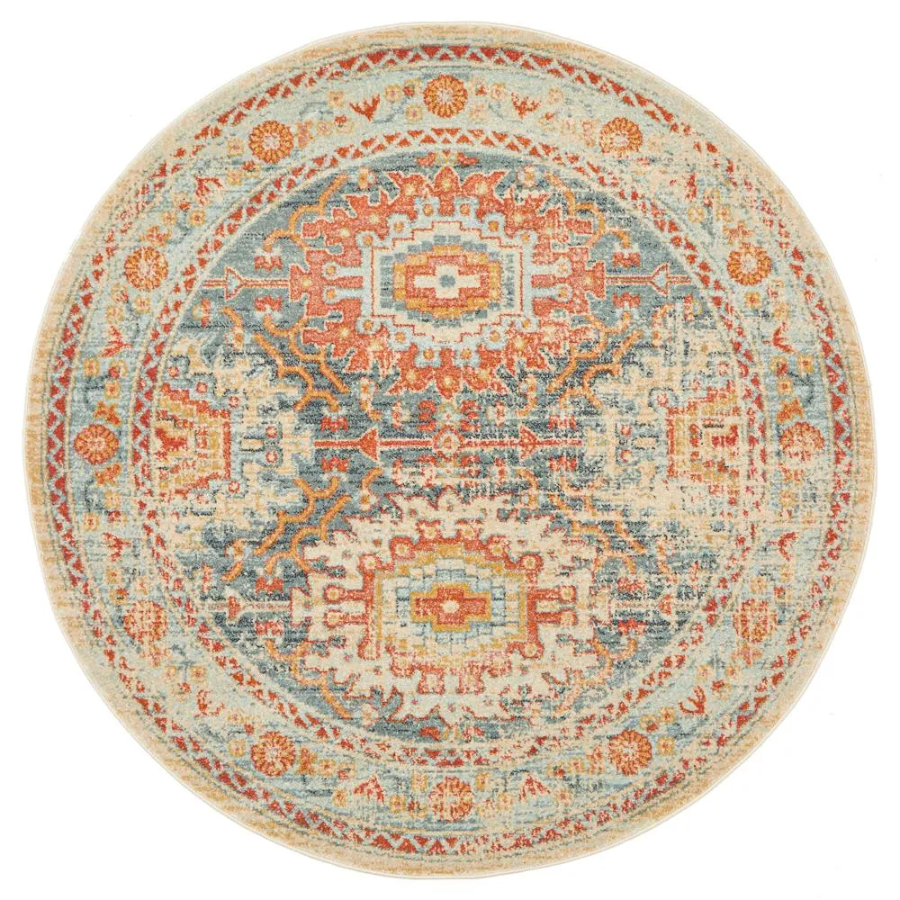 The Euro Blue Round Rug