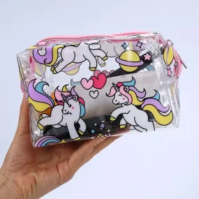 Transparent Unicorn Space Cosmetics Pouch