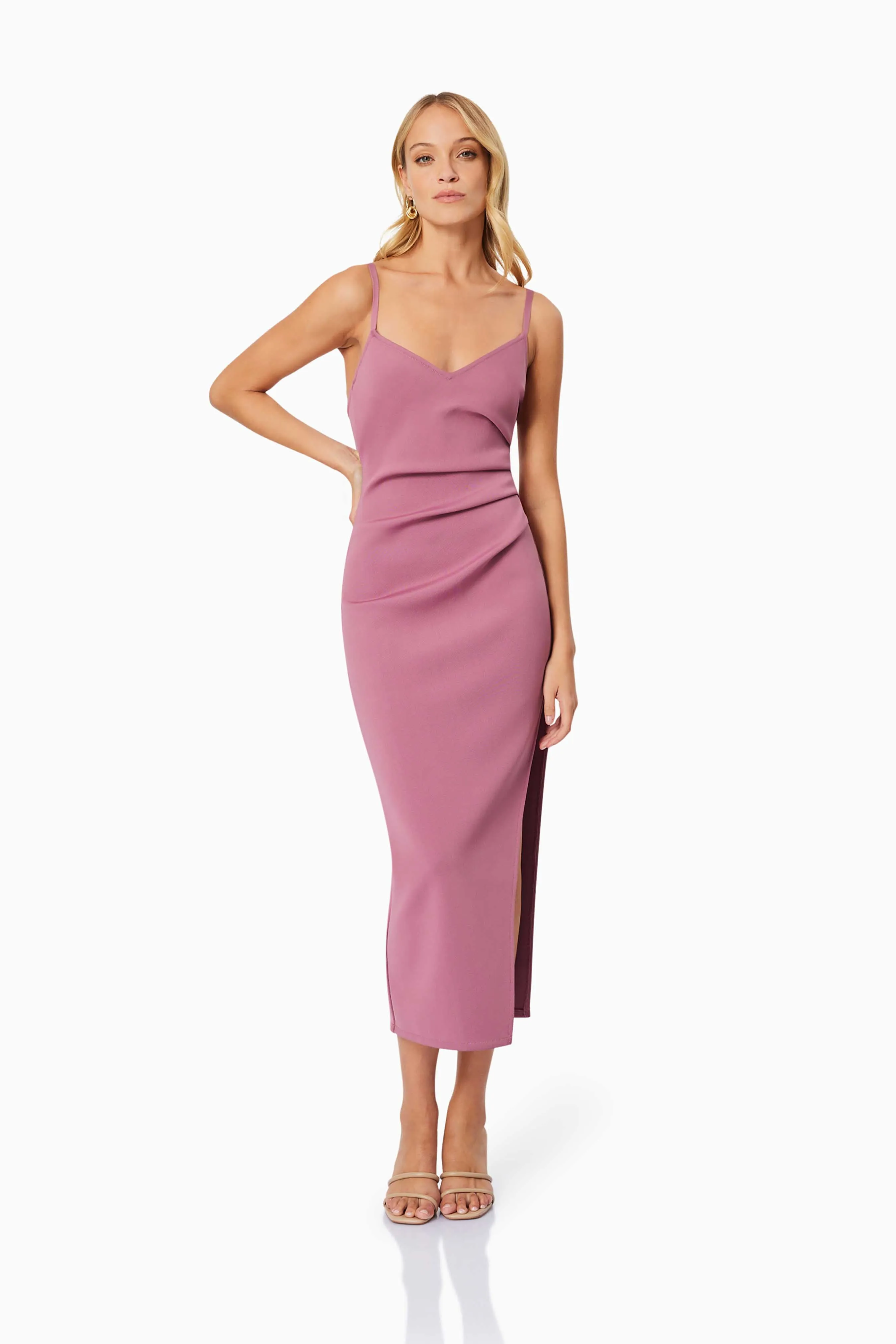 Vera Fitted Maxi Dress In Pink