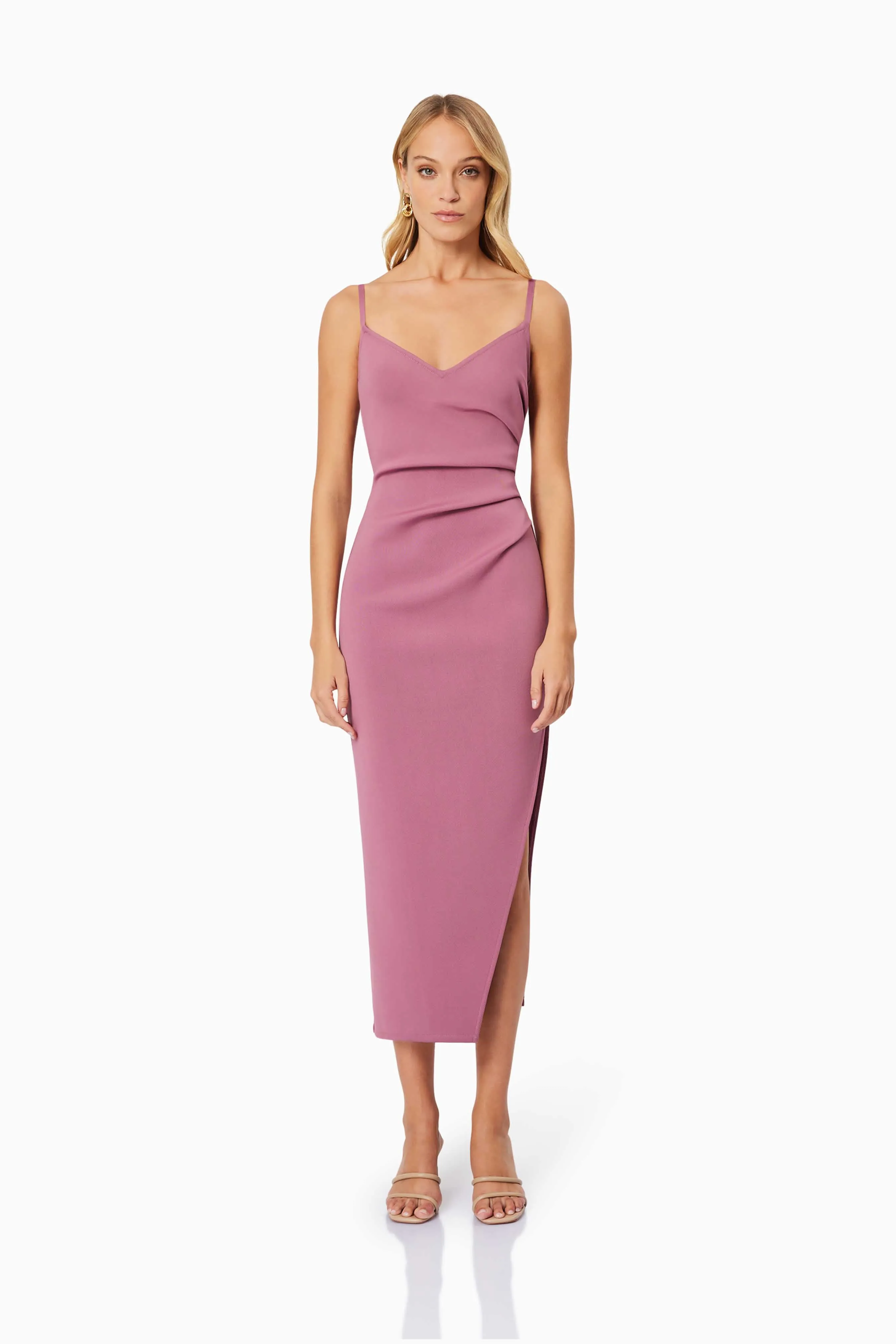 Vera Fitted Maxi Dress In Pink