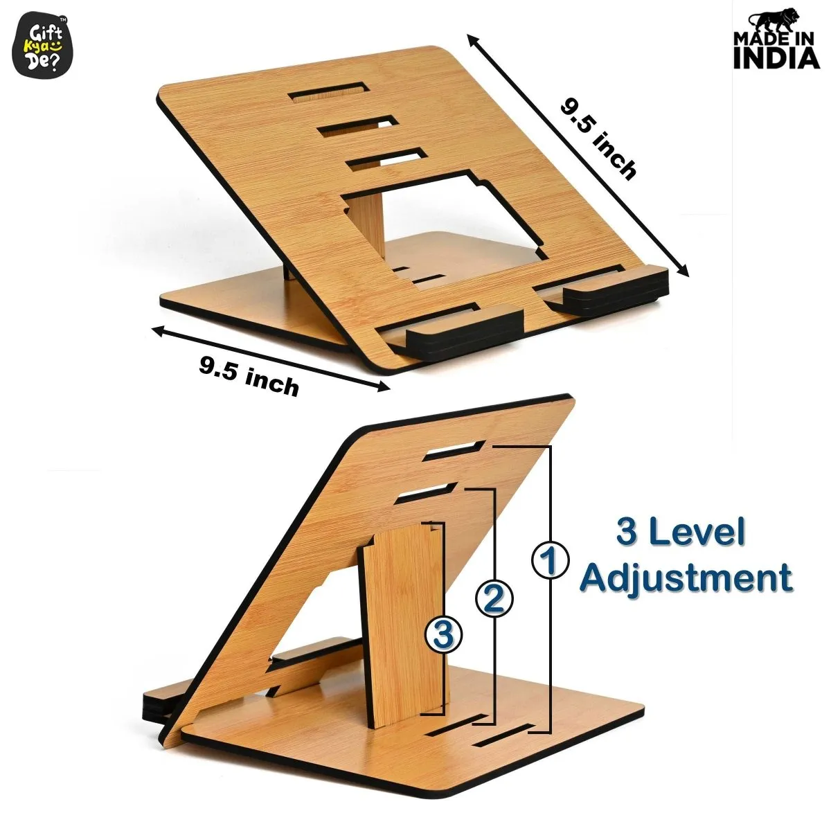 Wooden Foldable Portable Laptop Stand With 3 Level Adjustable Stand | Laptop Accessories | Gadget 2024