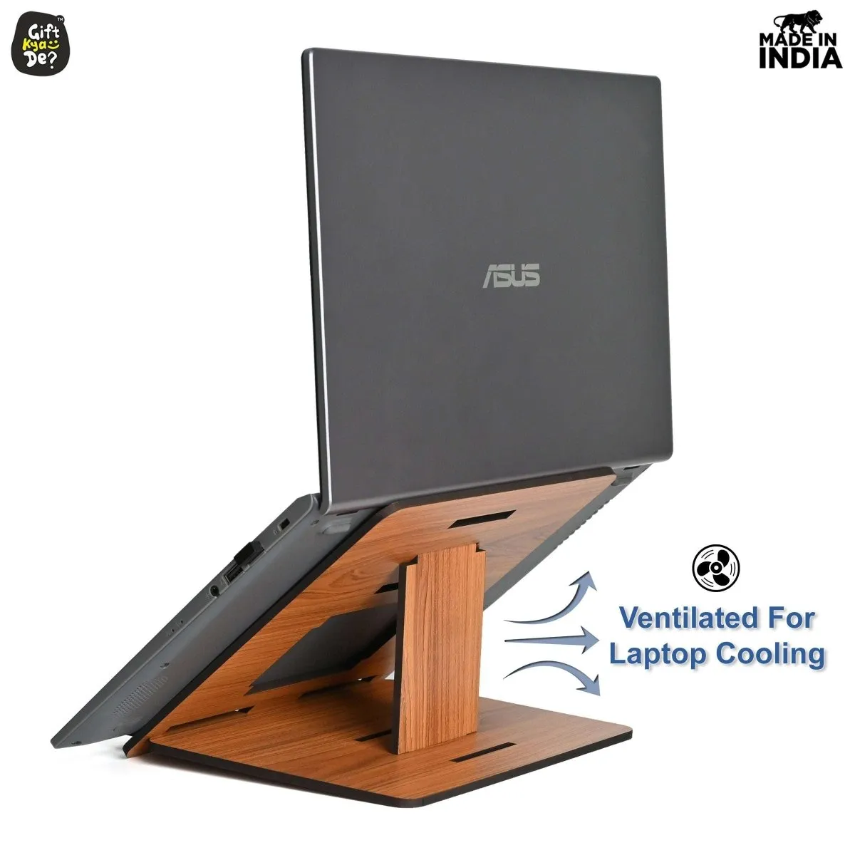 Wooden Foldable Portable Laptop Stand With 3 Level Adjustable Stand | Laptop Accessories | Gadget 2024