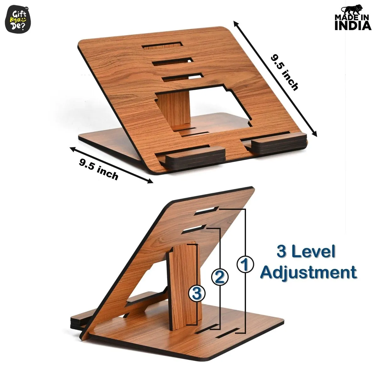 Wooden Foldable Portable Laptop Stand With 3 Level Adjustable Stand | Laptop Accessories | Gadget 2024