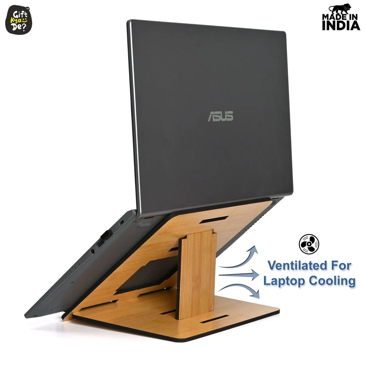 Wooden Foldable Portable Laptop Stand With 3 Level Adjustable Stand | Laptop Accessories | Gadget 2024