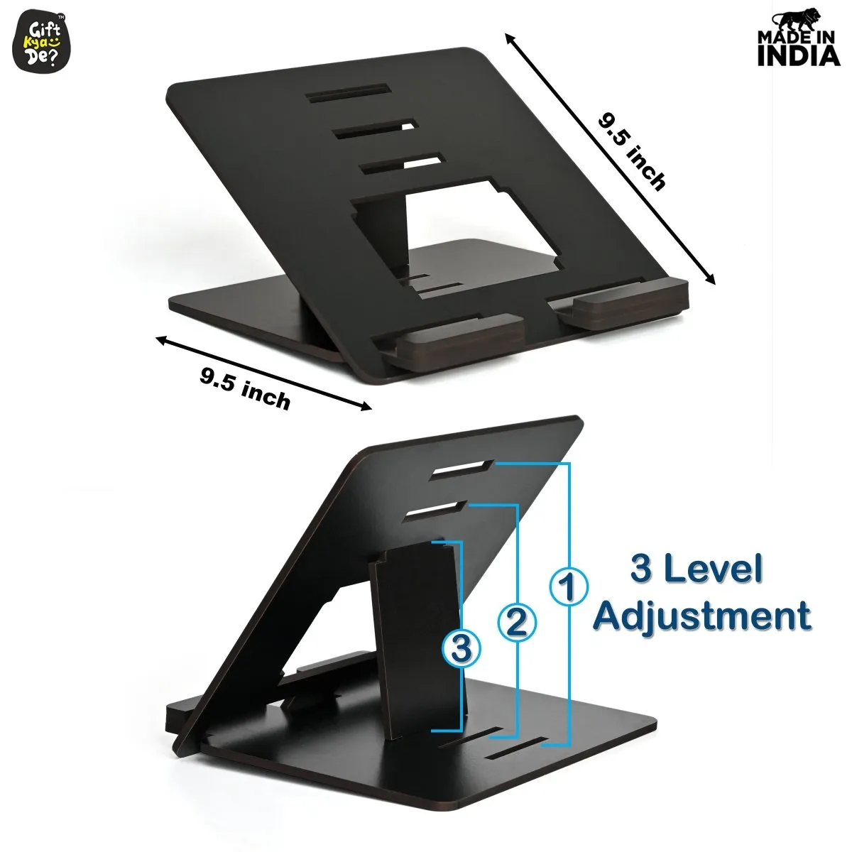 Wooden Foldable Portable Laptop Stand With 3 Level Adjustable Stand | Laptop Accessories | Gadget 2024